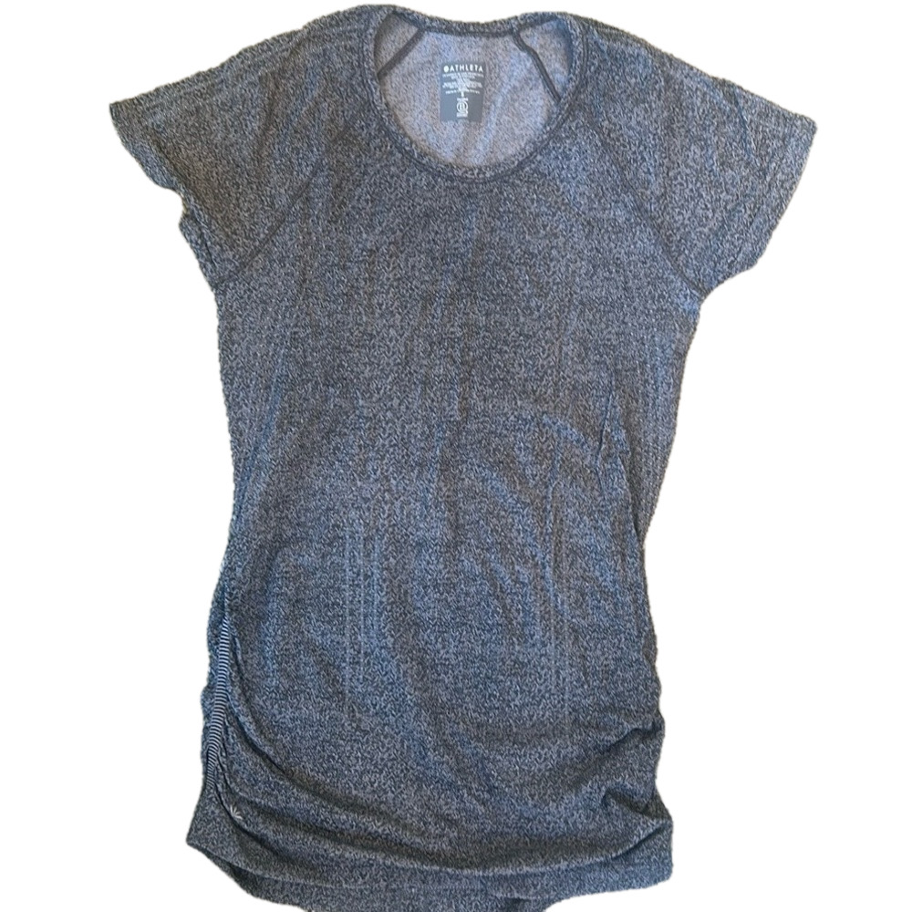 Athleta Size S Momentum Seamless Tee Gray Athletic Workout Shirt Top Stretch